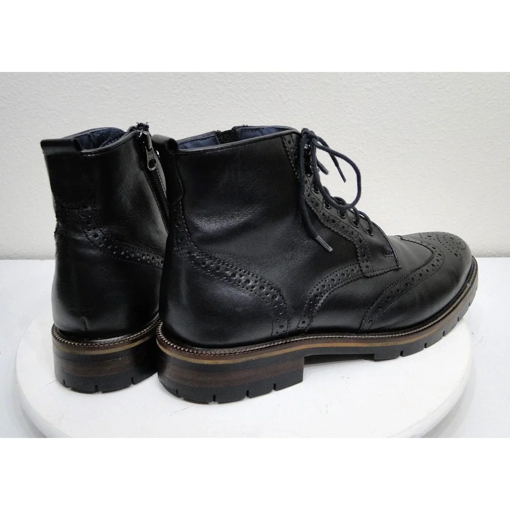 Johnston & Murphy Cody Wingtip Zip Boot Black Leather XC Flex 20-5521 Mens 9.5 M